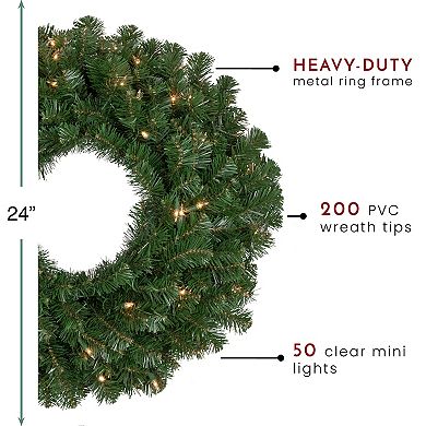 Northlight 24-in. Pre-Lit Windsor Pine Artificial Christmas Wreath