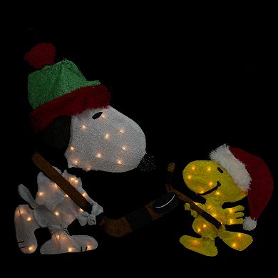 Northlight Lighted Snoopy & Woodstock Play Hockey Outdoor Christmas Yard Decoration