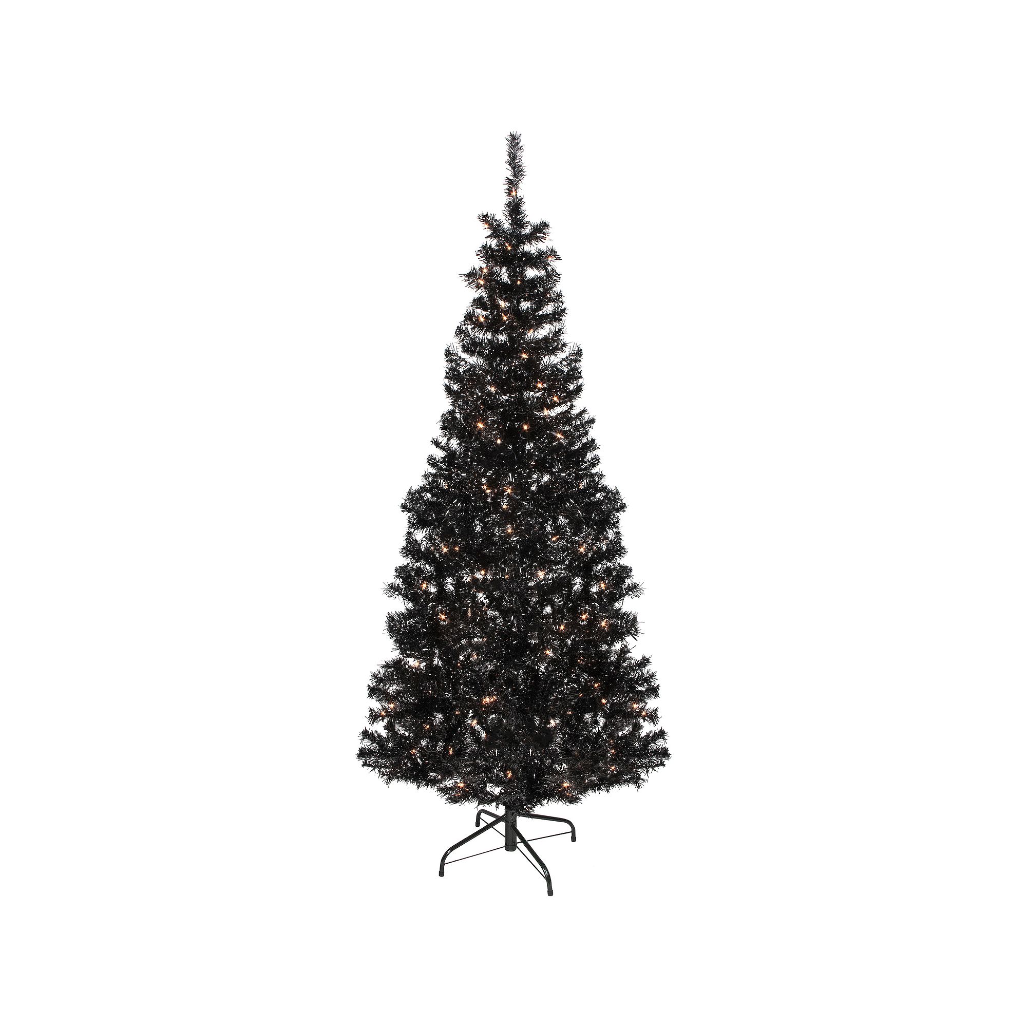 Northlight 6-ft. Pre-Lit Black Tinsel Artificial Christmas Tree