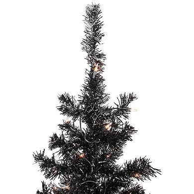 Northlight 6-ft. Pre-Lit Black Tinsel Artificial Christmas Tree
