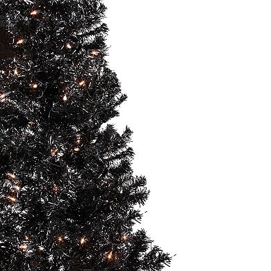 Northlight 6-ft. Pre-Lit Black Tinsel Artificial Christmas Tree