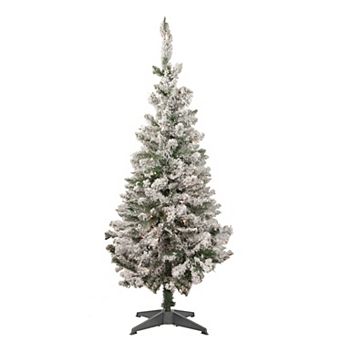 Northlight 4-ft. Pre-Lit Flocked Pine Slim Artificial Christmas Tree