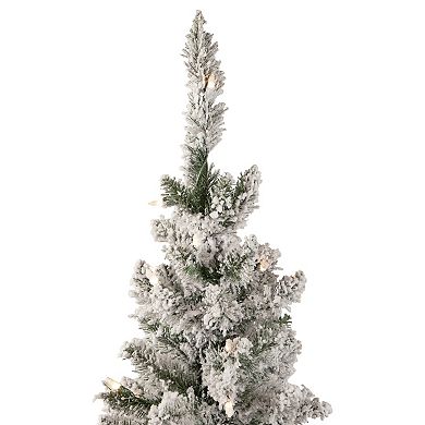 Northlight 4-ft. Pre-Lit Flocked Pine Slim Artificial Christmas Tree