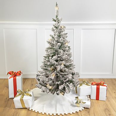 Northlight 4-ft. Pre-Lit Flocked Pine Slim Artificial Christmas Tree
