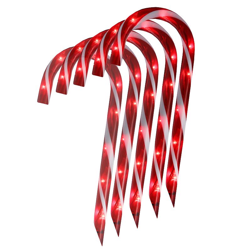 Northlight Lighted Candy Cane Outdoor Christmas Pathway Markers - 13.5  White Wire - Set of 10