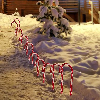 Northlight Lighted Outdoor Candy Cane Christmas Pathway Markers 10-piece Set