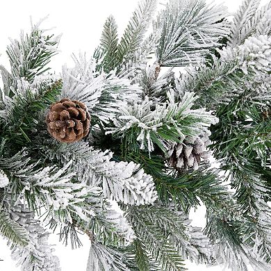 Northlight Pre-Lit Flocked Mixed Rosemary Emerald Pine Artificial Christmas Garland