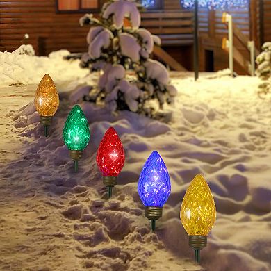Northlight LED Multi-Color C9 Christmas Pathway Marker 5-piece Set
