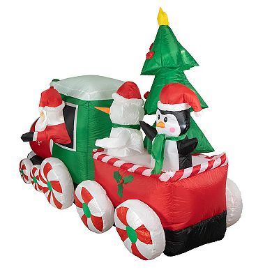 Northlight 8-ft. Inflatable Train Santa & Friends Outdoor Christmas Floor Decor