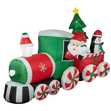 Northlight 8-ft. Inflatable Train Santa & Friends Outdoor Christmas Floor Decor