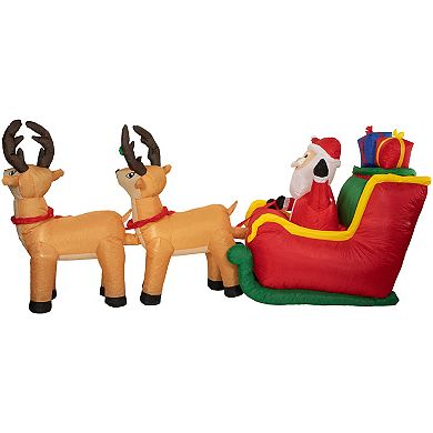 Northlight 8-ft. Inflatable Santa's Sleigh & Reindeer Outdoor Christmas Floor Decor