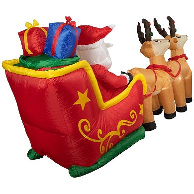 Northlight 8-ft. Inflatable Santa's Sleigh & Reindeer Outdoor Christmas Floor Decor