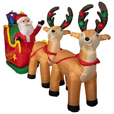 Northlight 8-ft. Inflatable Santa's Sleigh & Reindeer Outdoor Christmas Floor Decor