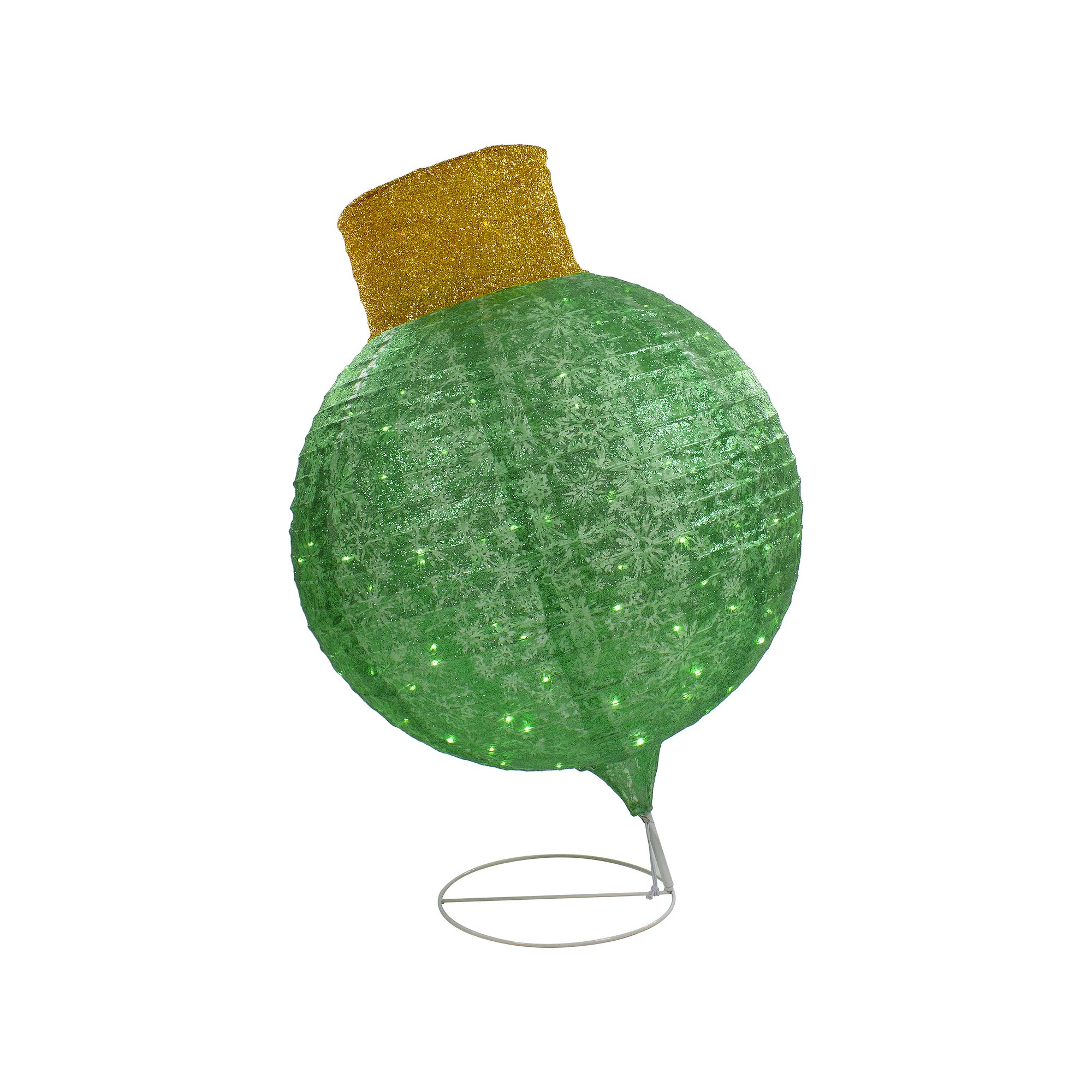 Northlight LED Twinkling Green Tinsel Onion Ornament Outdoor Christmas Floo