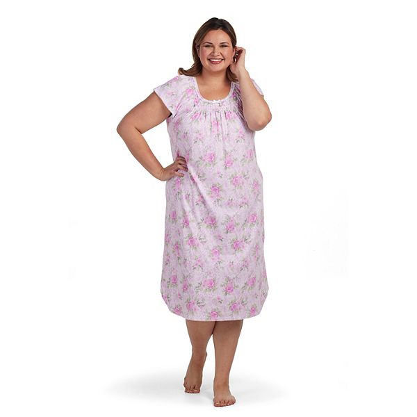 Plus Size Miss Elaine Essentials Cottonessa Long Nightgown