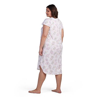 Plus Size Miss Elaine Essentials Silky Knit Long Nightgown
