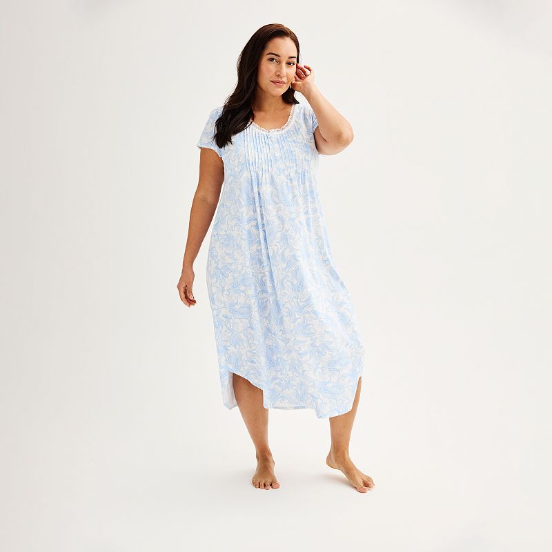 Women's Plus Size Nightgown Sleepwear Lace Cap Sleeve Sleep Dress V Neck  Nightwear Loungewear