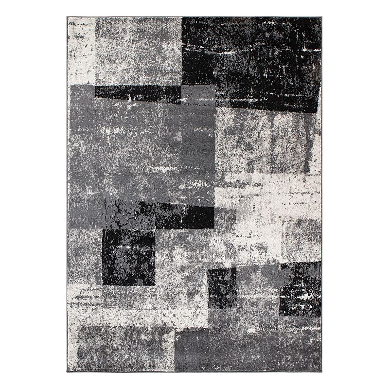 World Rug Gallery Contemporary Abstract Boxes Area Rug, Grey, 8X10 Ft