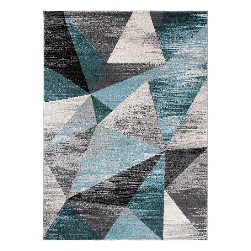 World Rug Gallery Contemporary Distressed Prisma Area Rug, Blue, 8X10 Ft