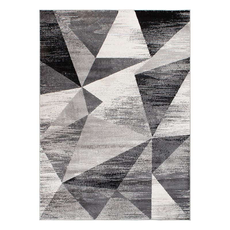 World Rug Gallery Contemporary Distressed Prisma Area Rug, Grey, 8X10 Ft
