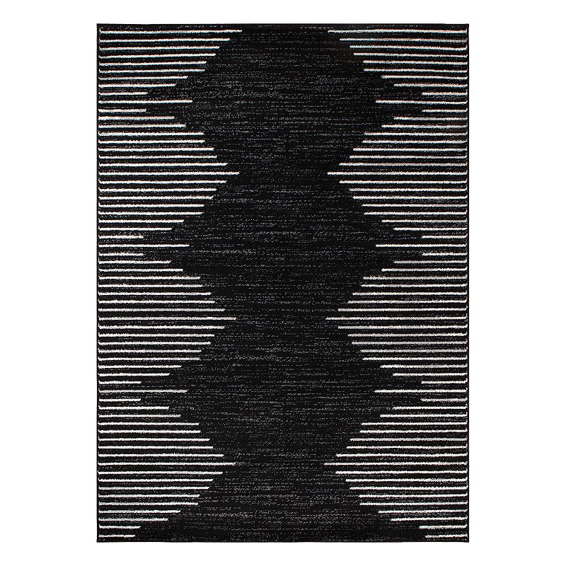 Bohemian Stripe Black 2 x7  Runner Rug