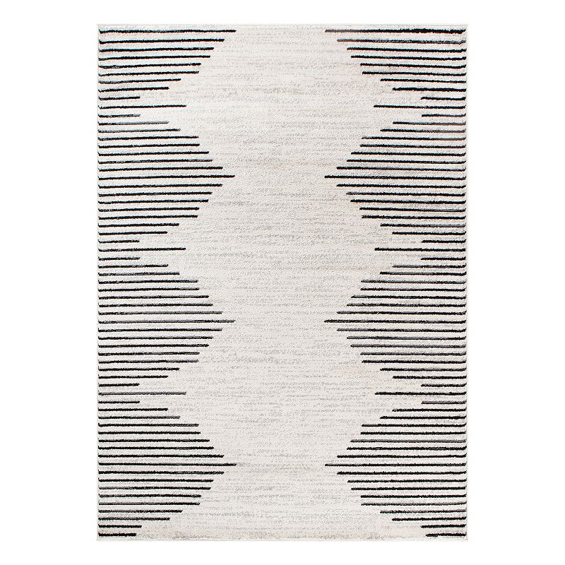 World Rug Gallery Bohemian Stripe Area Rug 7 10 x10  - Cream/Onyx