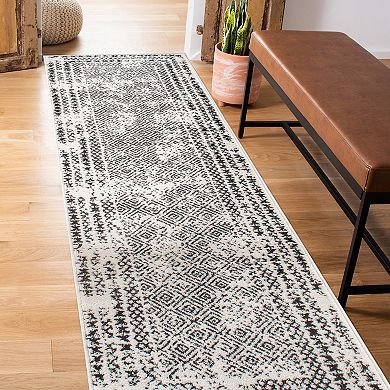 World Rug Gallery Bohemian Distressed Border Area Rug