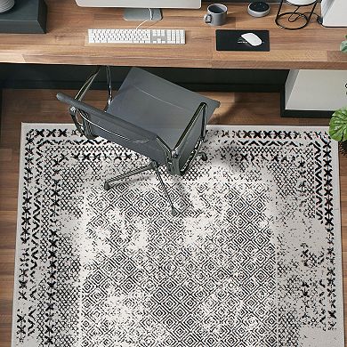 World Rug Gallery Bohemian Distressed Border Area Rug