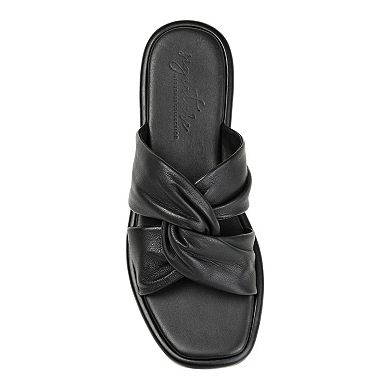 Journee Signature Kanndice Women's Leather Slide Sandals