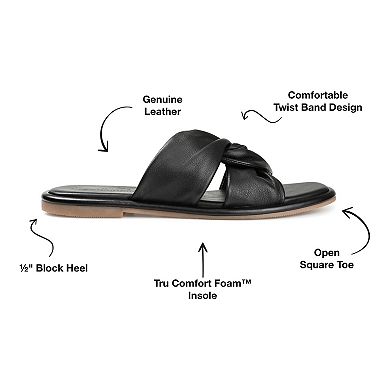 Journee Signature Kanndice Women's Leather Slide Sandals