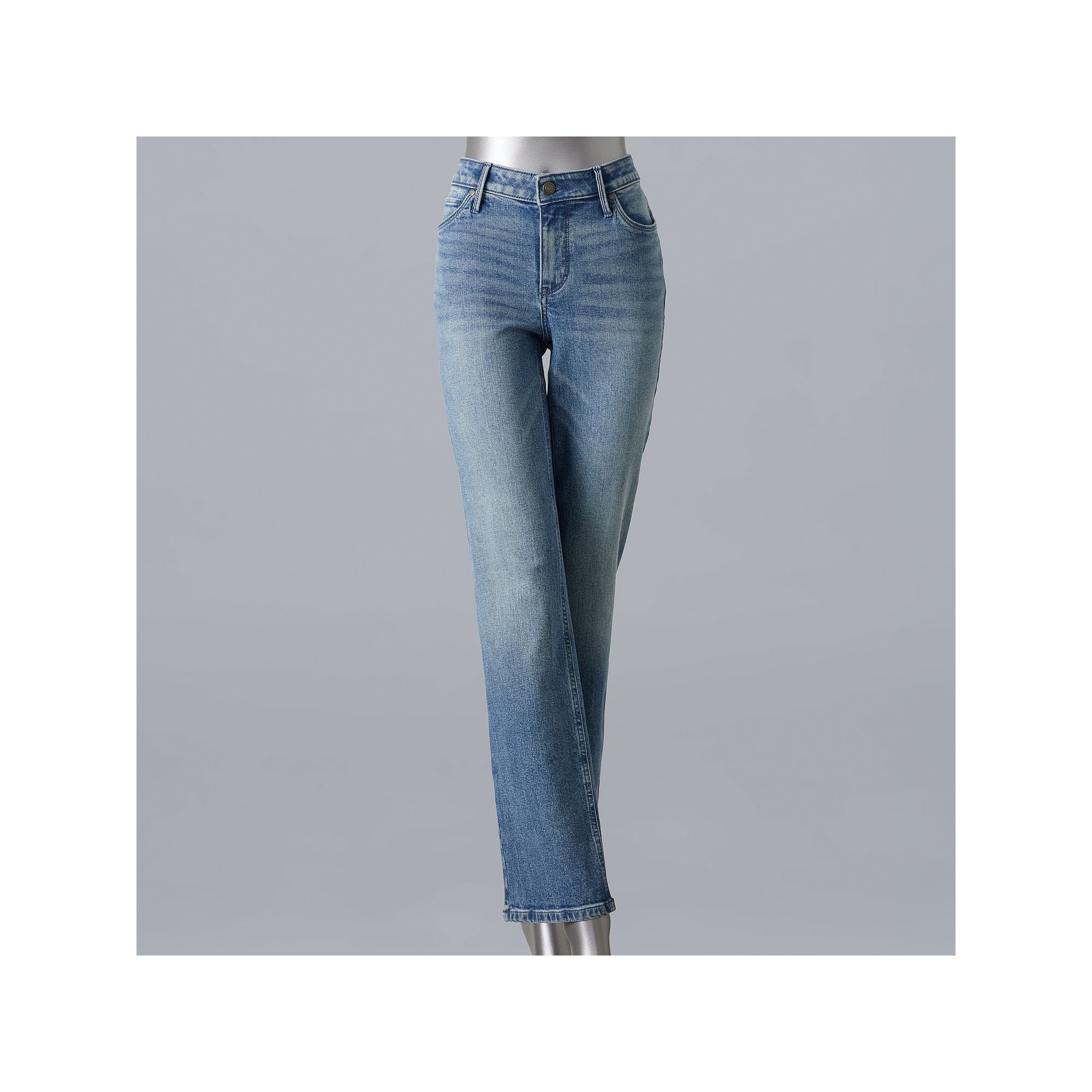 Womens Simply Vera Vera Wang Slim Straight Leg Jeans, Size: 0, Blue