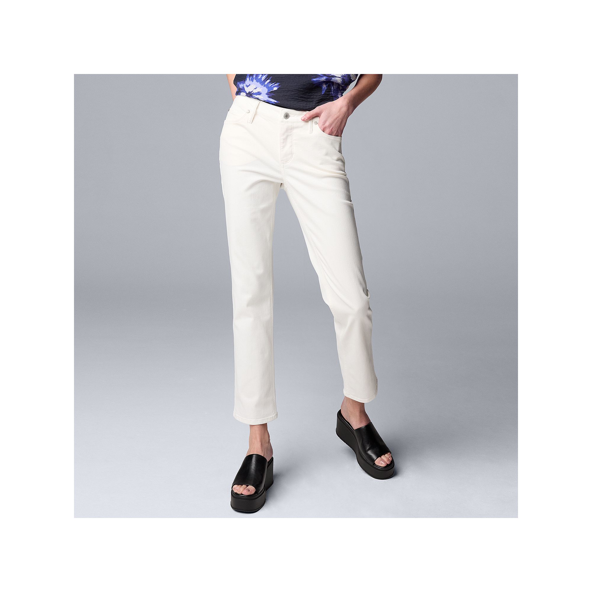 Womens Simply Vera Vera Wang Slim Straight Leg Jeans, Size: 16, Modern Whi
