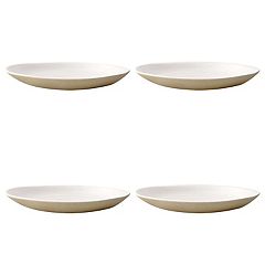 Food Network Cream Colored Divided Stoneware Serving Bowls With