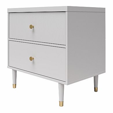 Comodino con luci a LED in legno ingegnerizzato bianco
