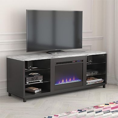 CosmoLiving by Cosmopolitan Westchester Faux Marble Top Electric Fireplace TV Stand