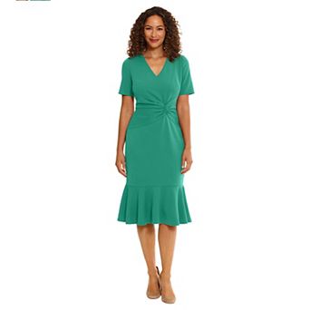 Women's London Times Flounce Midi Twist Dress