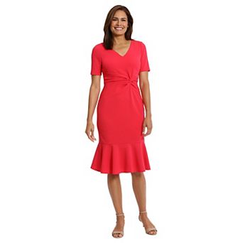 Women's London Times Flounce Midi Twist Dress