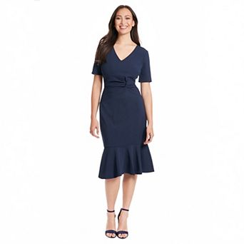 Women's London Times Flounce Midi Twist Dress