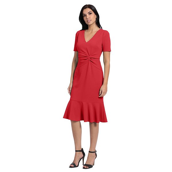 Women's London Times Flounce Midi Twist Dress