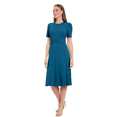 Women's London Times Solid Side Tab Fit & Flare Dress