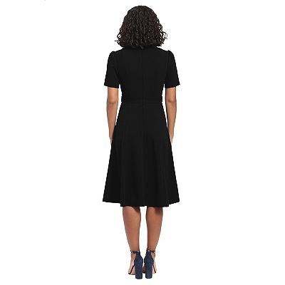 Women's London Times Solid Side Tab Fit & Flare Dress