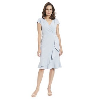Women's London Times Cascade Ruffle Faux-Wrap Dress