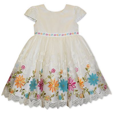 Baby Toddler Girl Blueberi Boulevard Floral Embroidered Mesh Dress
