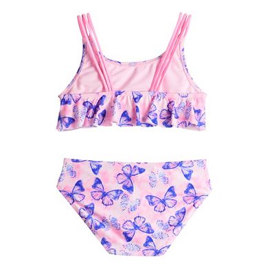 Girls 7-16 SO® Butterfly Flouce Bikini Top & Bottoms Swimsuit Set