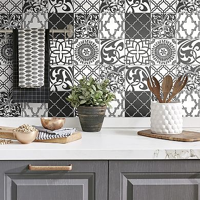 NextWall Graphic Tile Peel and Stick Wallpaper