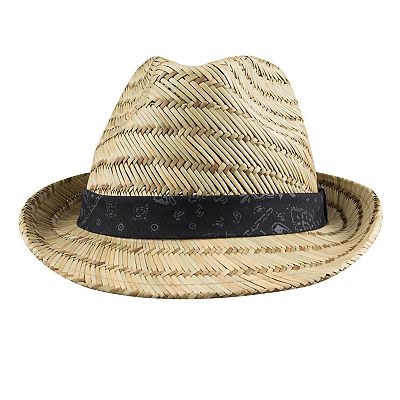 Brown Fedora Hat Recycled Levi Denim Patchwork Trilby Type Hat