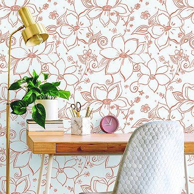 NextWall Linework Floral Peel and Stick Wallpaper