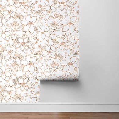 NextWall Linework Floral Peel and Stick Wallpaper