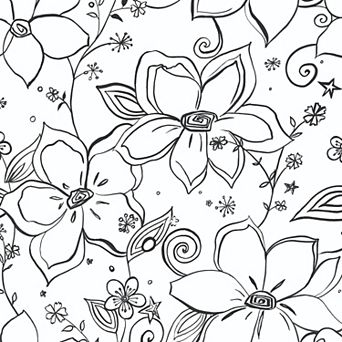NextWall Linework Floral Peel and Stick Wallpaper