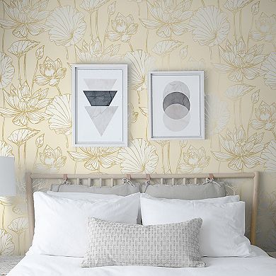 NextWall Lotus Floral Peel and Stick Wallpaper